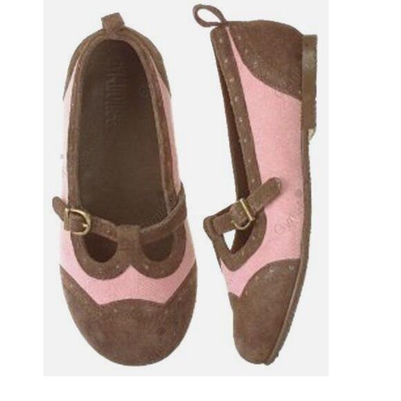 Gymboree girls suede leather pink brown wingtip saddle Mary Jane shoes 8~2T 3T